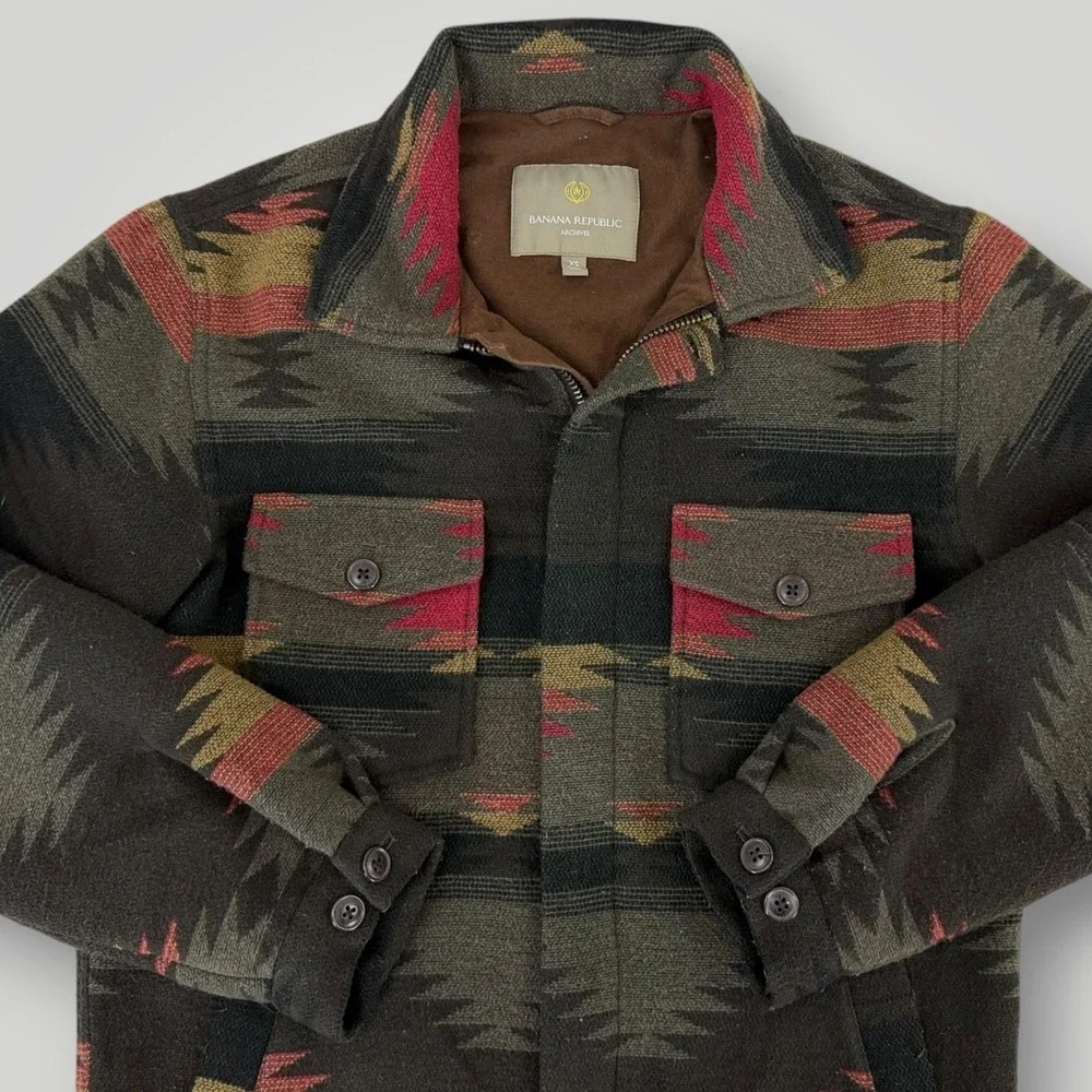 Banana Republic Archive Jacket Mens XS Brown Southwestern Geometric Full Zip